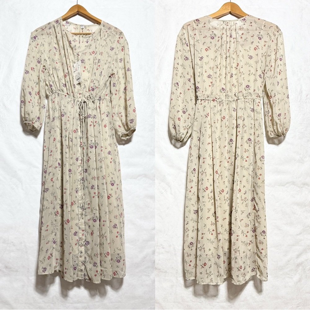 Uniqlo Cream Floral Maxi Dress